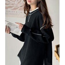 クラシカルエルフ(Classical Elf)の毎日着たい「ラクかわいい」トレンド素材で着映え確定♪ヘビーワッフル配色ステッチロンTEE（長袖）