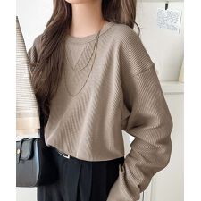 クラシカルエルフ(Classical Elf)のニュアンスカラーで垢抜けお洒落♪綿100％ガゼット付きワッフルロンT（長袖）