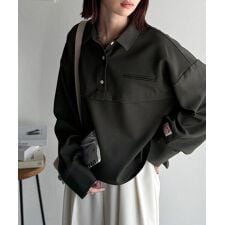 クラシカルエルフ(Classical Elf)の【25AW新作】《JaVaコラボ》抜け感◎スキッパー衿切り替えデザインワイドスリーブシャツ（長袖）