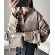 クラシカルエルフ(Classical Elf)の【25AW新作】《JaVaコラボ》抜け感◎スキッパー衿切り替えデザインワイドスリーブシャツ（長袖）