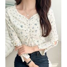 2025AW新作【mily bilet】花柄ふくれジャガードギャザープルオーバー