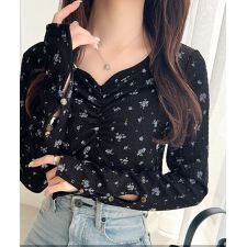 2025AW新作【mily bilet】花柄ふくれジャガードギャザープルオーバー