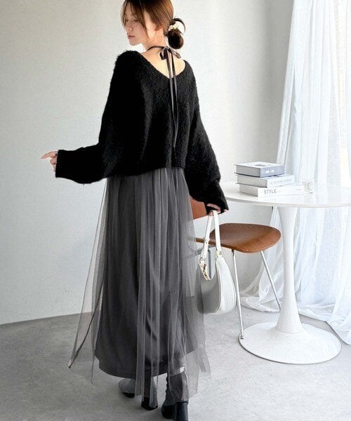 2025AW新作】褒められワンピ♪マルチwayニット×チュール