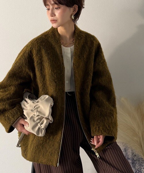 STORY web掲載／軽く羽織れるミドル丈】ノーカラー コクーン