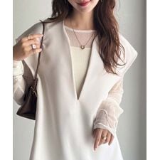 クラシカルエルフ(Classical Elf)の【2025AW新作】大人の抜け感スタイル◎ディープキーネックベスト(セットアップ可能)