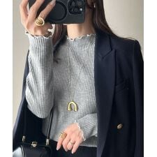 クラシカルエルフ(Classical Elf)の【2025AW新作】華奢見え叶える程よいフィット感。配色メロウリブニットトップス（長袖）