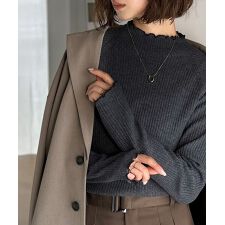 クラシカルエルフ(Classical Elf)の【2025AW新作】華奢見え叶える程よいフィット感。配色メロウリブニットトップス（長袖）