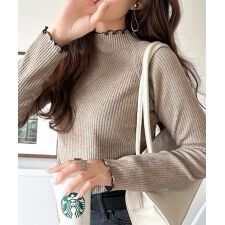 クラシカルエルフ(Classical Elf)の【2025AW新作】華奢見え叶える程よいフィット感。配色メロウリブニットトップス（長袖）