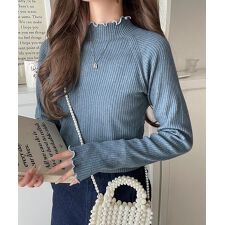 クラシカルエルフ(Classical Elf)の【2025AW新作】華奢見え叶える程よいフィット感。配色メロウリブニットトップス（長袖）