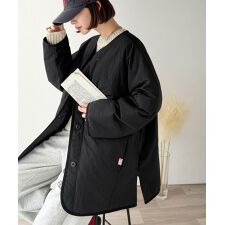 クラシカルエルフ(Classical Elf)の《JaVaジャバコラボ》1枚で今っぽい抜け感アウター。ノーカラーサイドファスナー中綿ジャケット