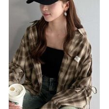 クラシカルエルフ(Classical Elf)の25AW新作【mily bilet】アレンジ自在！2wayオフショルチェック柄襟シャツ（長袖）