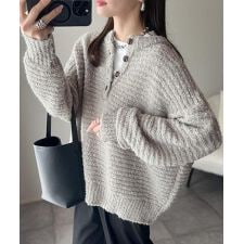 クラシカルエルフ(Classical Elf)のふんわり愛されスタイル♪前後2wayヘンリーネックニット（長袖）