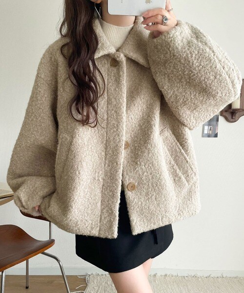 クラシカルエルフ（Classical Elf）/【2025AW新作】ボリューム感と抜け感の絶妙バランス。コクーン襟付きボアコート 2025AW新作】ボリューム感と抜け感の絶妙バランス。コクーン襟付き