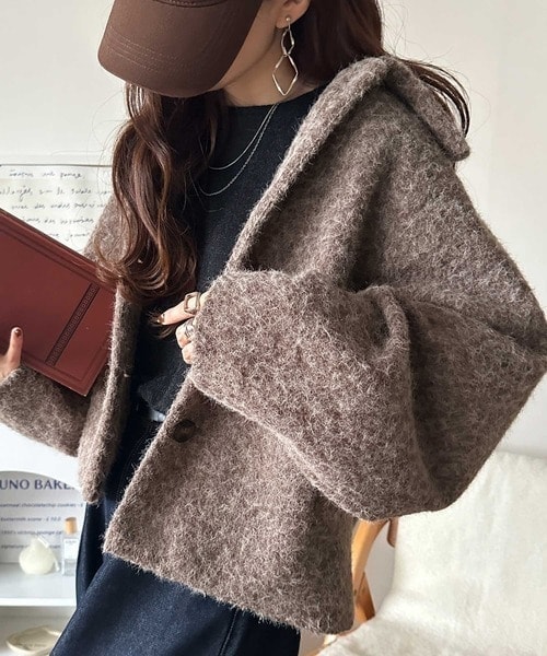 25AW新作】暖かさとおしゃれを両立♪ミックスシャギースタンドカラー