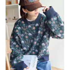 クラシカルエルフ(Classical Elf)のヴィンテージライクなデザインで上級見え◎アンティークラグモチーフ柄ニットPO（長袖）