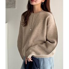 クラシカルエルフ(Classical Elf)の《JaVaジャバ コラボ》立体感スリーブ×配色ステッチ。バナナスリーブ配色ステッチニット