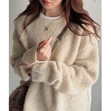 《JaVaジャバコラボ》秋冬の鉄板。日常にふわふわな彩りを。クルーネックミックスカラー糸ニット（長袖） jv1020308