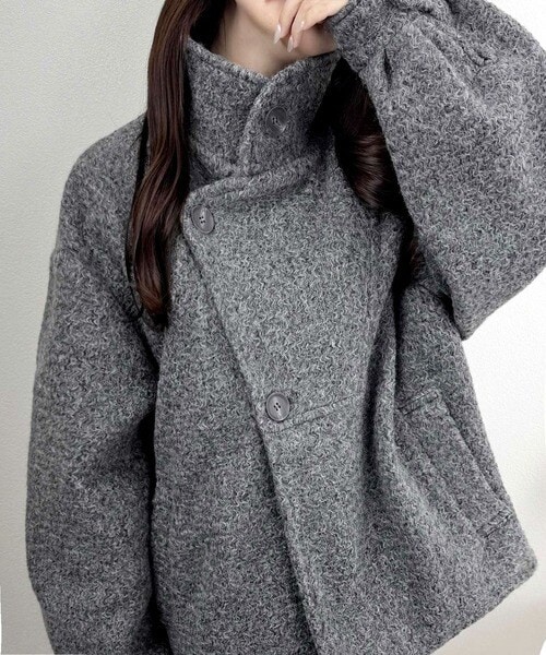 クラシカルエルフ（Classical Elf）/25AW新作【mily bilet】コクーンで魅せる。ウールライクリングニットスタンドカラーコート 25AW新作【mily bilet】コクーンで魅せる。ウールライクリングニット