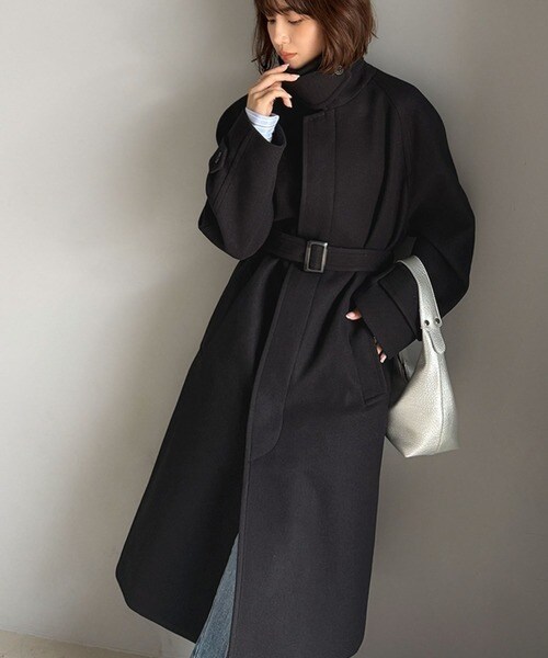 クラシカルエルフ（Classical Elf）/【25AW新作】大人の魅力を引き立てる、上品な一着。ベルト付き比翼メルトンコート（ロング丈） 25AW新作】大人の魅力を引き立てる、上品な一着。ベルト付き比翼