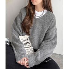 【2025AW新作】ふわっと軽やか◎メランジ調Vネックニットプルオーバー（長袖）