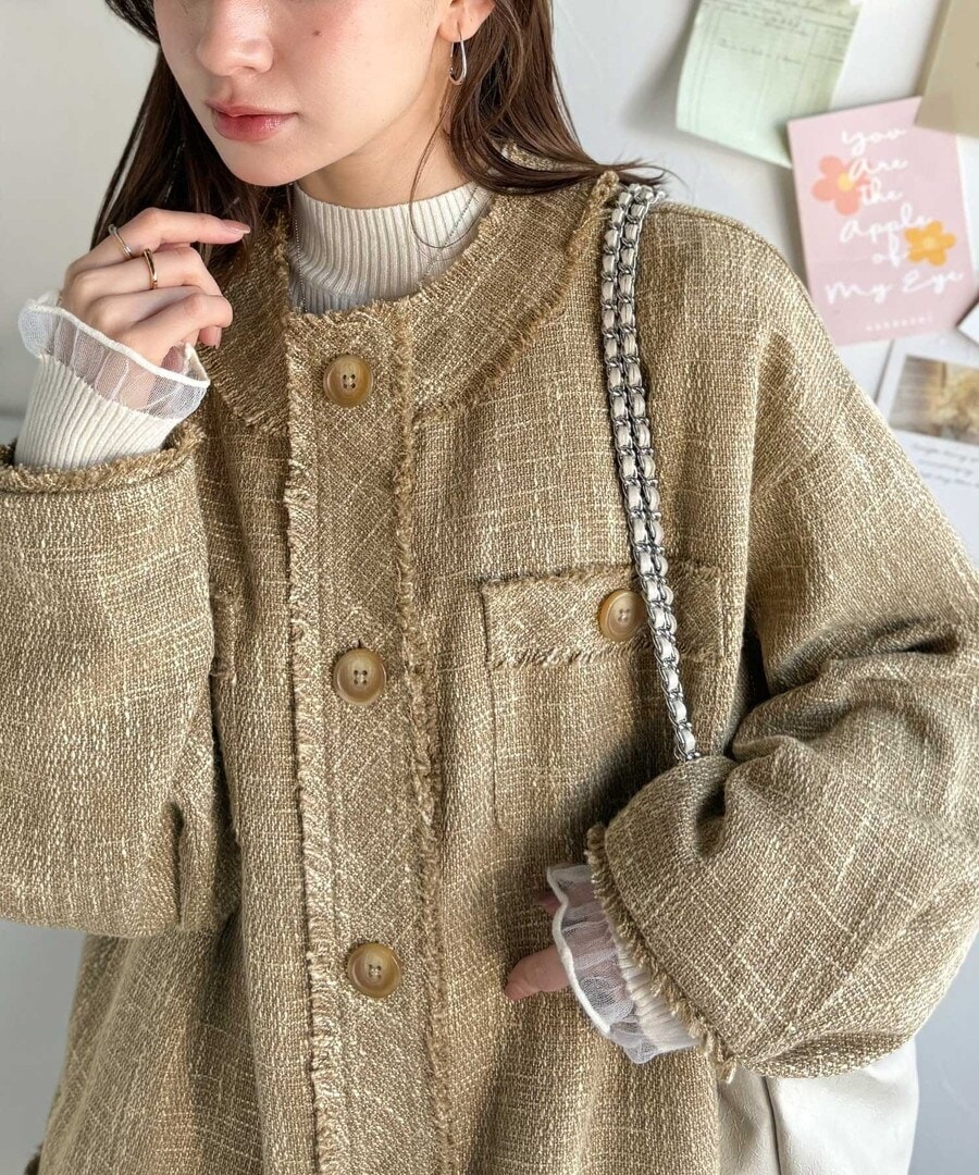 通勤・セレモニー対応》コットンツイードミドルジャケット | オペーク