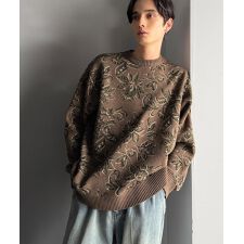 【classical origin】視線を奪う、ジャガード花柄ニット