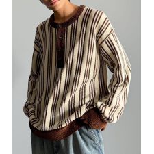 【Classical origin】ヘンリーストライプニット／Henley Striped Knit