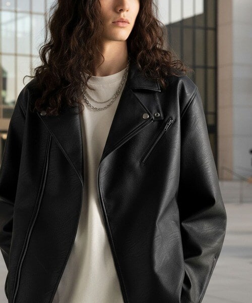 フェイクレザー ライダースジャケット | コムサイズム(COMME CA ISM