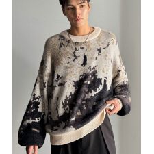 【classical origin】ニュアンス柄Wジャガードシャギーニット