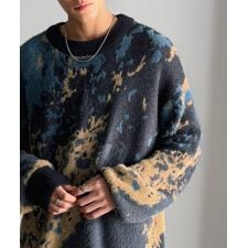 【classical origin】ニュアンス柄Wジャガードシャギーニット