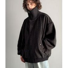 《JaVaジャバコラボ》 存在感のある一着。襟リブニットメルトン比翼ブルゾン オーバーサイズ
