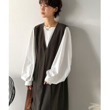 【Classical Evon】凛とした美しさ。Vネックウエストタックワンピース（ロング丈）