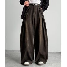 ヴィンテージ加工3タックワイドバルーンデニムパンツ