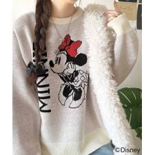数量限定！存在感たっぷり、大人可愛い♪「ディズニー」「ミニー」ジャガードビッグシルエットニット