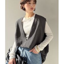 【Classical Evon】シンプルな品をまとう。リネンタッチベスト（Vネック）