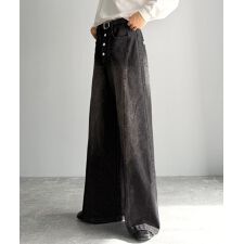 《JaVaジャバコラボ》ヘビロテ確定。ヴィンテージ加工ライン切り替えフライボタンフレアデニムパンツ