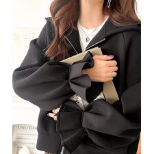 ふんわり、ゆったり、袖にキュン♪ダブルジップキャンディスリーブマシュマロダンボールパーカー