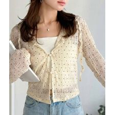 【mily bilet】大人可愛い軽やかな一枚♪フード付き カーディガン風シアートップス