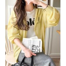 透け感を楽しむ大人のサマーニット♪リラックスシルエットで体型カバーも◎シアーサマーニットフードカーデ