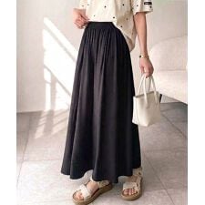 さらり、軽やか。リラックスstyleキマる。レーヨン素材ウエストギャザーフレアシルエットワイドパンツ