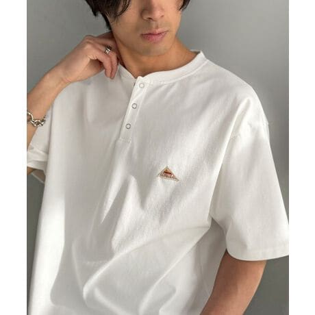 【接触冷感】《JaVaジャバコラボ》 裾ドロスト付き リングドット釦 ヘンリーネックTシャツ