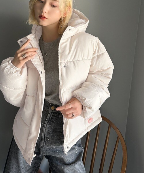 クラシカルエルフ（Classical Elf）/ぬくぬく暖か！花冷えの頃にも活躍！ショート丈フード付きフェイクダウンコート ぬくぬく暖か！花冷えの頃にも活躍！ショート丈フード付きフェイク