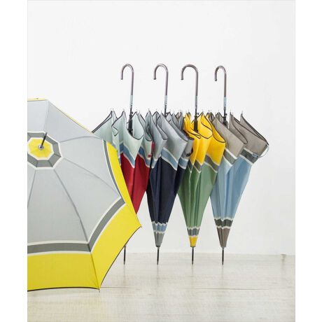 カラフルパターン雨傘(無地)裾が配色になったシンプルな雨傘です。スタイルを選ばない、使いやすいデザインです。軽量でスタイリッシュな長傘。丈夫でさびにくいグラスファイバー骨使用。[型番:dab104ac202231]