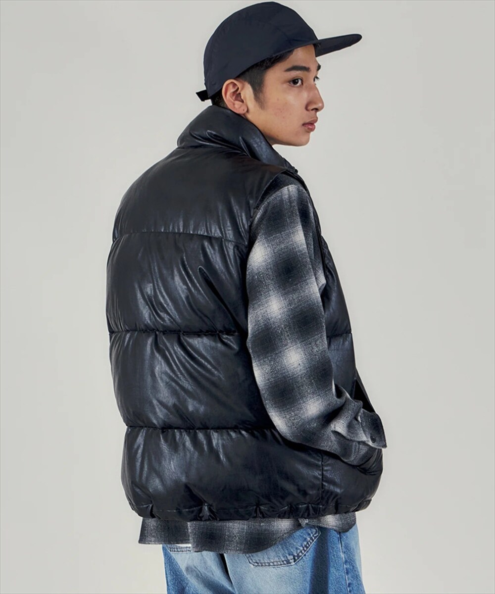 BEN DAVIS】FAUX LEATHER PUFFER VEST