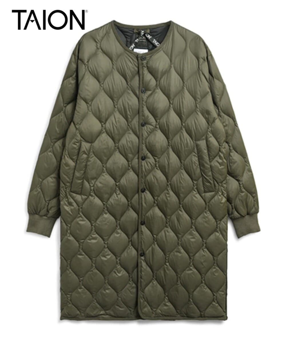 TAION】ミリタリー オーバーサイズクルーネック ダウンコート-ソフト