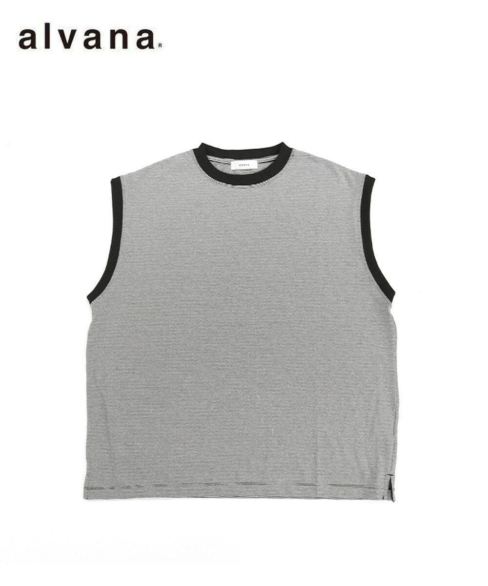 alvana】NARROW BORDER NO SLEEVE TEE SHIRTS alvana】NARROW BORDER