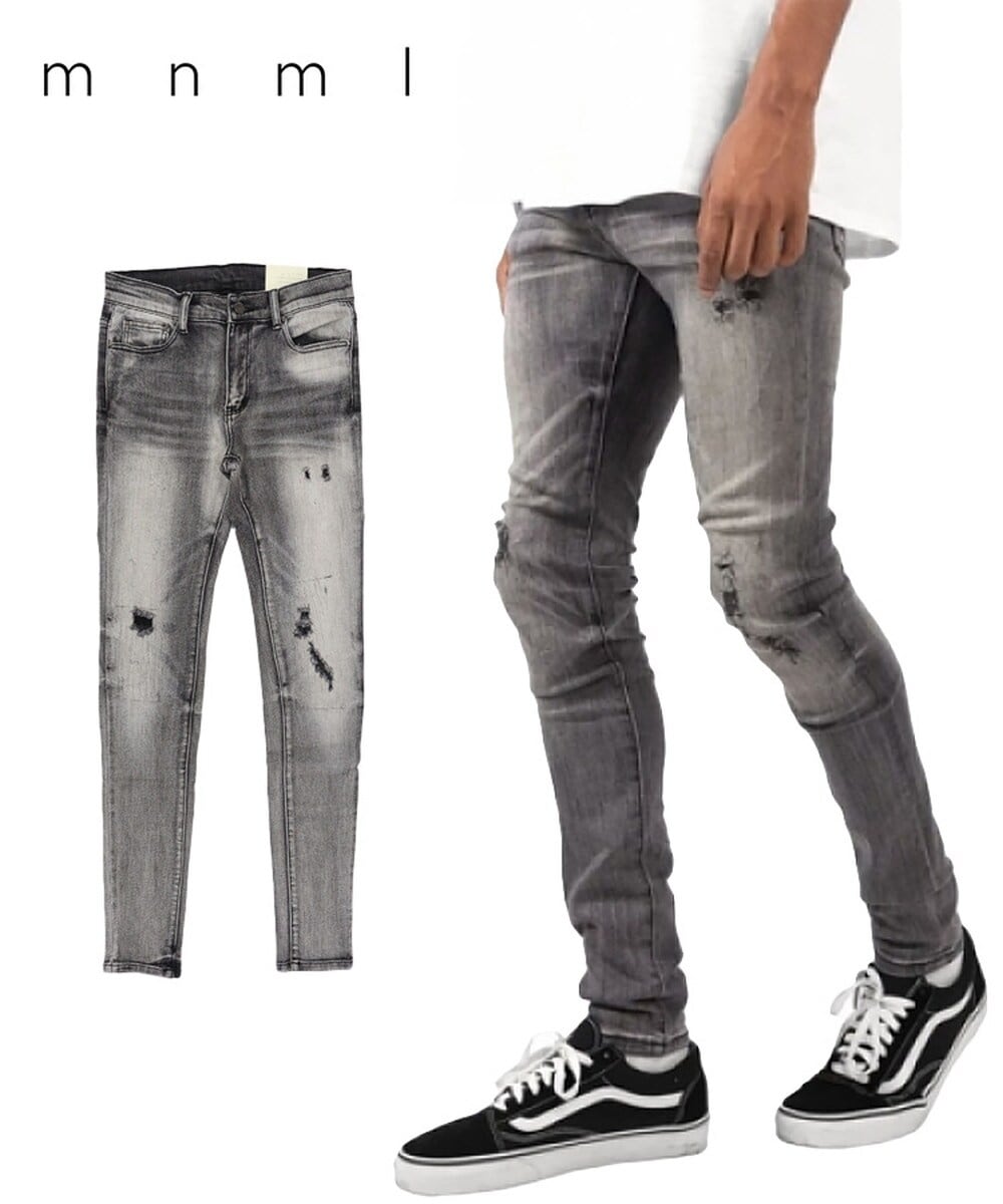 mnml】X201 RHINESTONE SKINNY DENIM [I] | スタイライズ(STYLISE