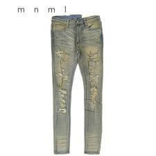 【mnml】X201 RHINESTONE SKINNY DENIM [I]