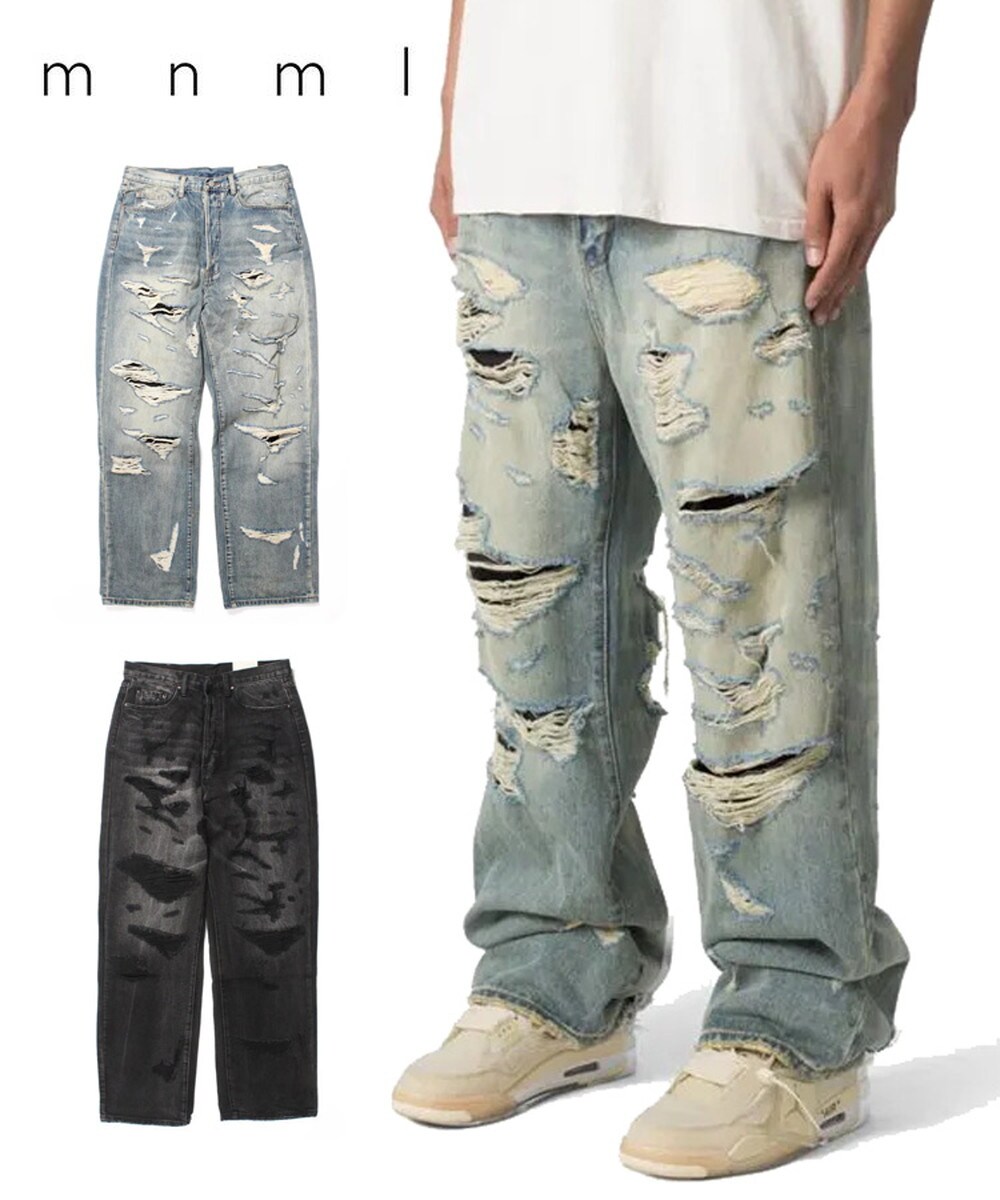 mnml】ULTRA BAGGY DISTRESSED DENIM [I] | スタイライズ