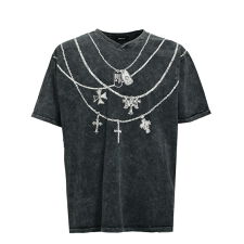NECKLACE V NECK TEE / ブラック [BR25SS-C5029]